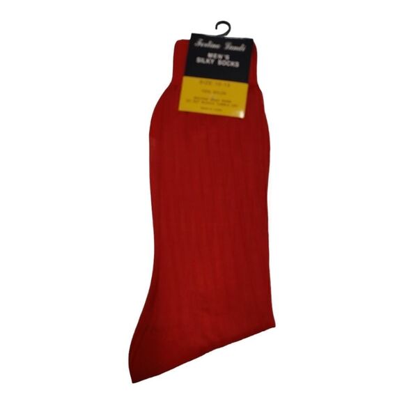 MEN'S FORTINO LANDI/MILANO MODA RED SILKY SHEER DRESS SOCK. S01. - Picture 1 of 3
